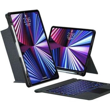 Fuchsia Apple iPad Pro 11 2021 3. Nesil Uyumlu Mag Touch Bluetooth Klavyeli Standlı Mıknatıslı Kılıf
