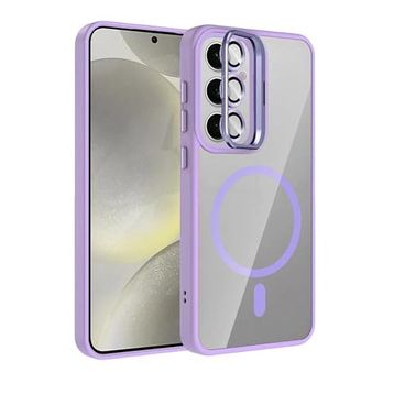 Fuchsia Galaxy S24 FE ile Uyumlu Remim Lensli Lila Kablosuz Şarj Özellikli Standlı Kapak
