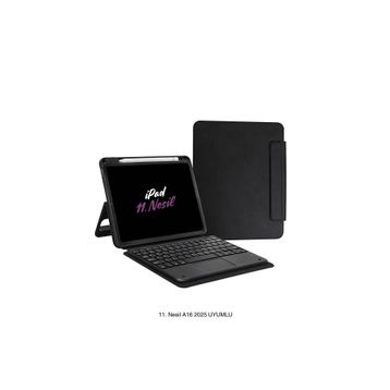Fuchsia iPad 11. Nesil A16 2025 Uyumlu Touch Padli Bluetoothlu Klavyeli Standlı Tablet Kılıfı
