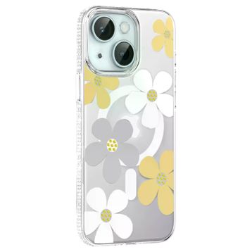 Fuchsia İphone 14 İle Uyumlu Floral Sarı Kablosuz Şarj Özellikli Kapak