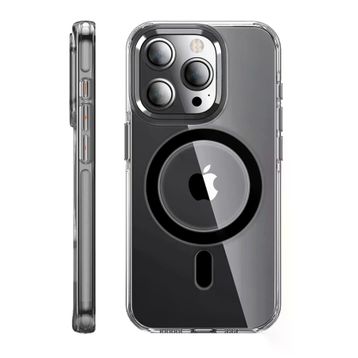 Fuchsia İphone 14 Pro İle Uyumlu Kılıf Crystal Siyah Kablosuz Şarj Özellikli Kapak