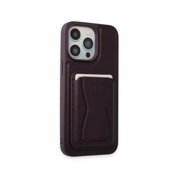 Fuchsia iPhone 14 Pro Kılıf HD Deri Luxury Magnet Kartvizitli Kapak