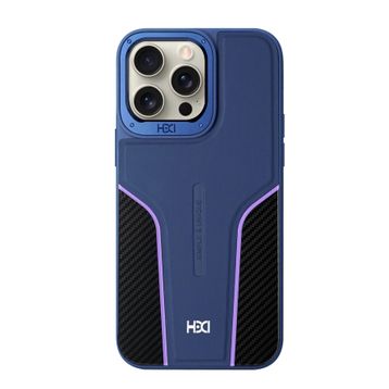 Fuchsia İphone 14 Pro Max İle Uyumlu Hbc-264 Lambor Karbon Fiber Lacivert Sport Kapak