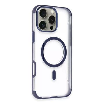 Fuchsia İphone 14 Pro Max İle Uyumlu Hilton Lacivert Kablosuz Şarj Özellikli Kapak