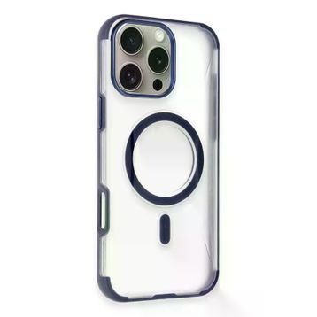 Fuchsia İphone 14 Pro Max İle Uyumlu Hilton Lacivert Kablosuz Şarj Özellikli Kapak