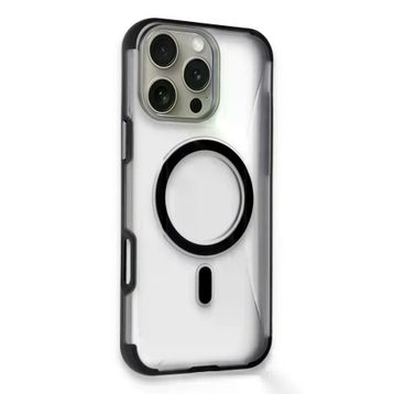 Fuchsia İphone 14 Pro Max İle Uyumlu Hilton Siyah Kablosuz Şarj Özellikli Kapak