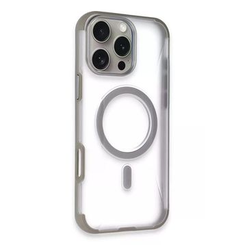 Fuchsia İphone 14 Pro Max İle Uyumlu Hilton Titan Gri Kablosuz Şarj Özellikli Kapak