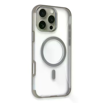 Fuchsia İphone 14 Pro Max İle Uyumlu Hilton Titan Gri Kablosuz Şarj Özellikli Kapak