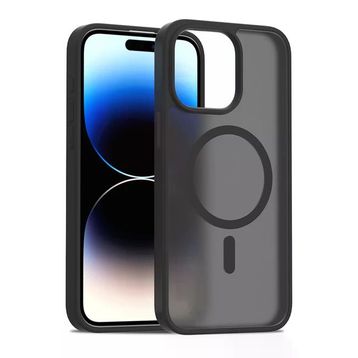 Fuchsia İphone 14 Pro Max İle Uyumlu Jota Siyah Kablosuz Şarj Özellikli Kapak