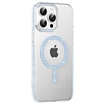 Fuchsia İphone 14 Pro Max İle Uyumlu Move Mavi Taşlı Kablosuz Şarj Özellikli Kapak