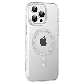 Fuchsia İphone 14 Pro Max İle Uyumlu Move Natural Grey Taşlı Kablosuz Şarj Özellikli Kapak