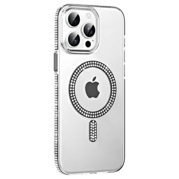 Fuchsia İphone 14 Pro Max İle Uyumlu Move Siyah Taşlı Kablosuz Şarj Özellikli Kapak