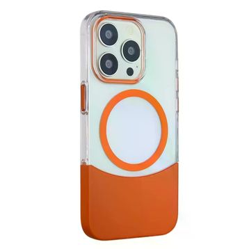 Fuchsia İphone 14 Pro Max İle Uyumlu Pc Suit Turuncu Kablosuz Şarj Özellikli Kapak