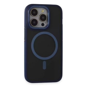 Fuchsia İphone 14 Pro Max Uyumlu Rocky Kablosuz Şarj Özellikli Lacivert Kılıf