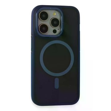 Fuchsia İphone 14 Pro Max Uyumlu Rocky Kablosuz Şarj Özellikli Lacivert Kılıf