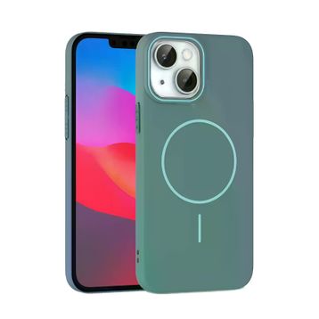 Fuchsia İphone 15 İle Uyumlu Plus Broş Turkuaz Kablosuz Şarj Özellikli Kapak
