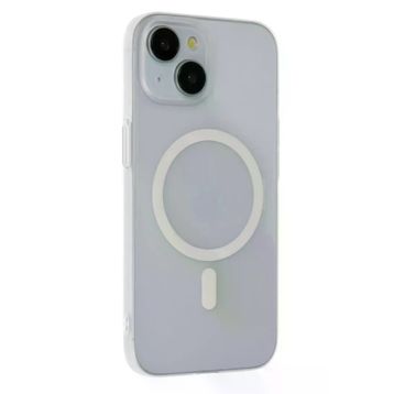 Fuchsia İphone 15 İle Uyumlu Plus Tuna Şeffaf Pc Slim Kablosuz Şarj Özellikli Kapak