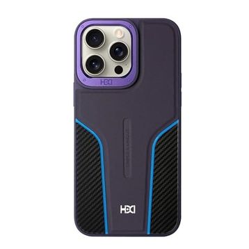 Fuchsia İphone 15 Pro İle Uyumlu Hbc-264 Lambor Derin Mor Karbon Fiber Sport Kapak