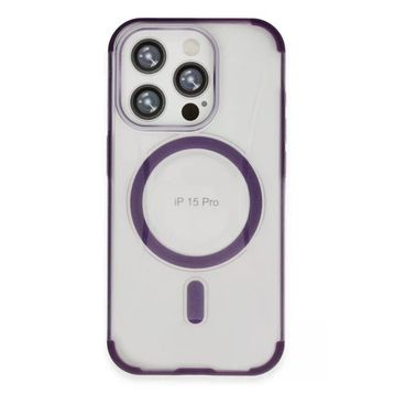Fuchsia İphone 15 Pro İle Uyumlu Hilton Derin Mor Kablosuz Şarj Özellikli Kapak