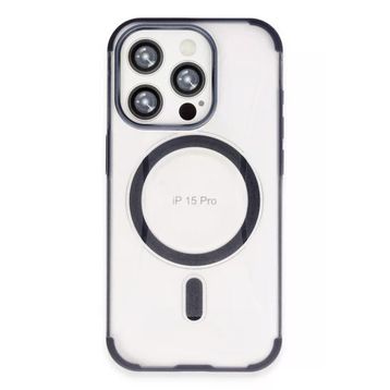 Fuchsia İphone 15 Pro İle Uyumlu Hilton Lacivert Kablosuz Şarj Özellikli Kapak
