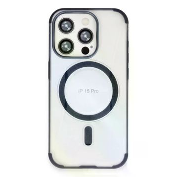Fuchsia İphone 15 Pro İle Uyumlu Hilton Lacivert Kablosuz Şarj Özellikli Kapak