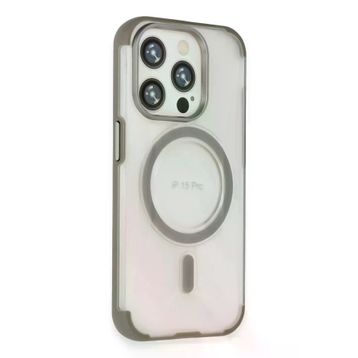 Fuchsia İphone 15 Pro İle Uyumlu Hilton Titan Gri Kablosuz Şarj Özellikli Kapak
