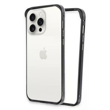 Fuchsia İphone 15 Pro İle Uyumlu Land Bumper Siyah Koruma Kapak