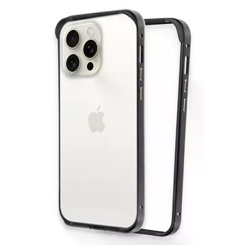 Fuchsia İphone 15 Pro İle Uyumlu Land Bumper Siyah Koruma Kapak