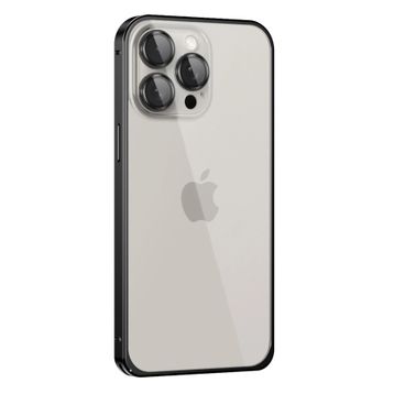 Fuchsia İphone 15 Pro İle Uyumlu Metal Bumper Siyah Mat Kapak