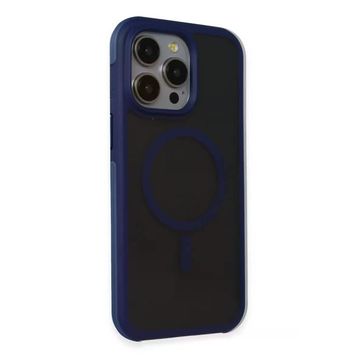Fuchsia İphone 15 Pro İle Uyumlu Toras Airbag Lacivert Kablosuz Şarj Özellikli Kapak