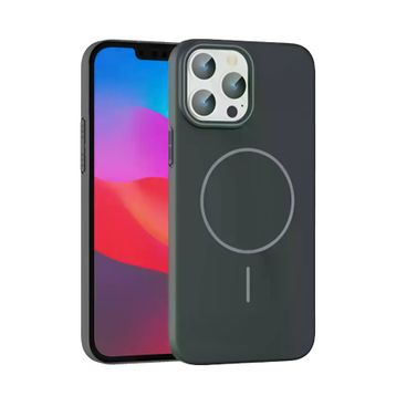 Fuchsia İphone 15 Pro Max İle Uyumlu Broş Füme Kablosuz Şarj Özellikli Kapak