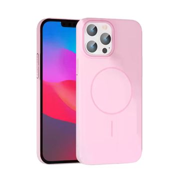 Fuchsia İphone 15 Pro Max İle Uyumlu Broş Pembe Kablosuz Şarj Özellikli Kapak