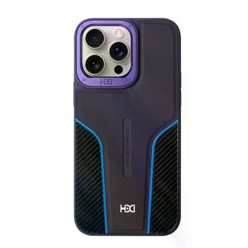 Fuchsia İphone 15 Pro Max İle Uyumlu Hbc-264 Lambor Derin Mor Karbon Fiber Sport Kapak
