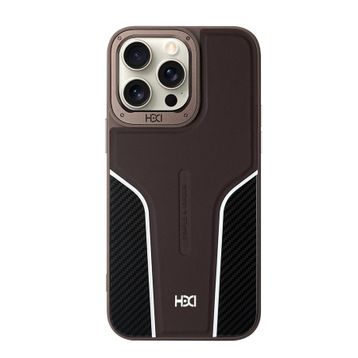 Fuchsia İphone 15 Pro Max İle Uyumlu Hbc-264 Lambor Titan Gri Karbon Fiber Sport Kapak