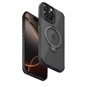 Fuchsia İphone 15 Pro Max İle Uyumlu Hbc-338 Andes Siyah Kablosuz Şarj Özellikli Standlı Kapak