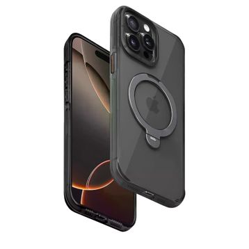 Fuchsia İphone 15 Pro Max İle Uyumlu Hbc-338 Andes Siyah Kablosuz Şarj Özellikli Standlı Kapak