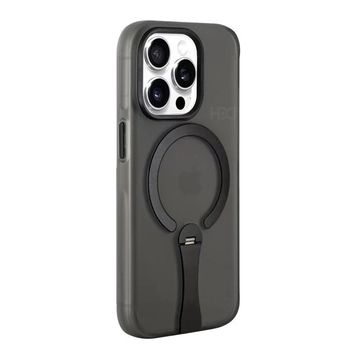 Fuchsia İphone 15 Pro Max İle Uyumlu Hbc-354 Kunlun Siyah Standlı Kablosuz Şarj Özellikli Kapak