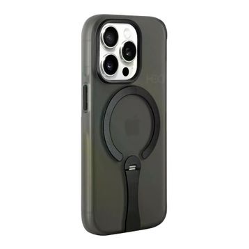 Fuchsia İphone 15 Pro Max İle Uyumlu Hbc-354 Kunlun Siyah Standlı Kablosuz Şarj Özellikli Kapak