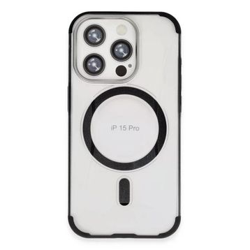 Fuchsia İphone 15 Pro Max İle Uyumlu Hilton Siyah Kablosuz Şarj Özellikli Kapak
