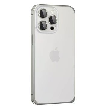 Fuchsia İphone 15 Pro Max İle Uyumlu Metal Bumper Gri Mat Kapak