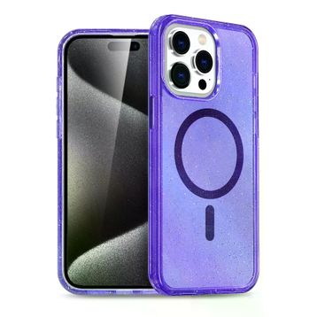 Fuchsia İphone 15 Pro Max İle Uyumlu Star Mor Kablosuz Şarj Özellikli Kapak