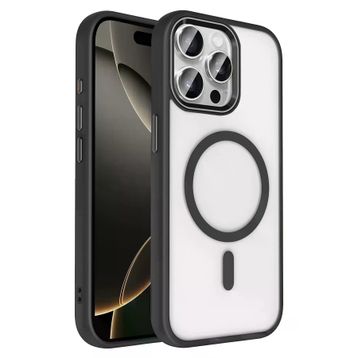 Fuchsia İphone 15 Pro Max İle Uyumlu Terea Siyah Kablosuz Şarj Özellikli Kapak