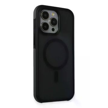 Fuchsia İphone 15 Pro Max İle Uyumlu Toras Siyah Airbag Kablosuz Şarj Özellikli Kapak
