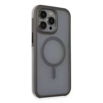 Fuchsia İphone 15 Pro Max İle Uyumlu Toras Titan Gri Airbag Kablosuz Şarj Özellikli Kapak