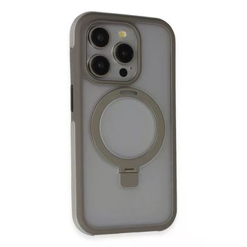 Fuchsia İphone 15 Pro Max İle Uyumlu Zorda Titan Gri Airbag Kablosuz Şarj Özellikli Standlı Kapak