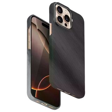 Fuchsia İphone 15 Pro Max Uyumlu Blaze 1000D Kevlar Siyah Kablosuz Şarj Özellikli Kılıf