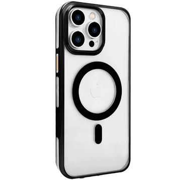 Fuchsia İphone 15 Pro Max Uyumlu Gleam Şeffaf Siyah Pc Sert Kablosuz Şarj Özellikli Kılıf