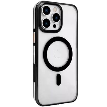 Fuchsia İphone 15 Pro Max Uyumlu Gleam Şeffaf Siyah Pc Sert Kablosuz Şarj Özellikli Kılıf