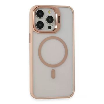 Fuchsia İphone 15 Pro Max Uyumlu Roblox Lens Pudra Kablosuz Şarj Özellikli Standlı Kılıf