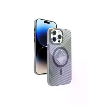 Fuchsia İphone 15 Pro Max Uyumlu Stella Siyah Pc Sert Kablosuz Şarj Özellikli Kılıf